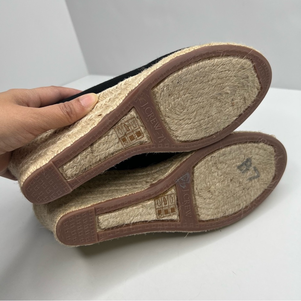 J. Crew Factory Canvas Espadrille Wedges Black Size 7.5 - Picture 11 of 14